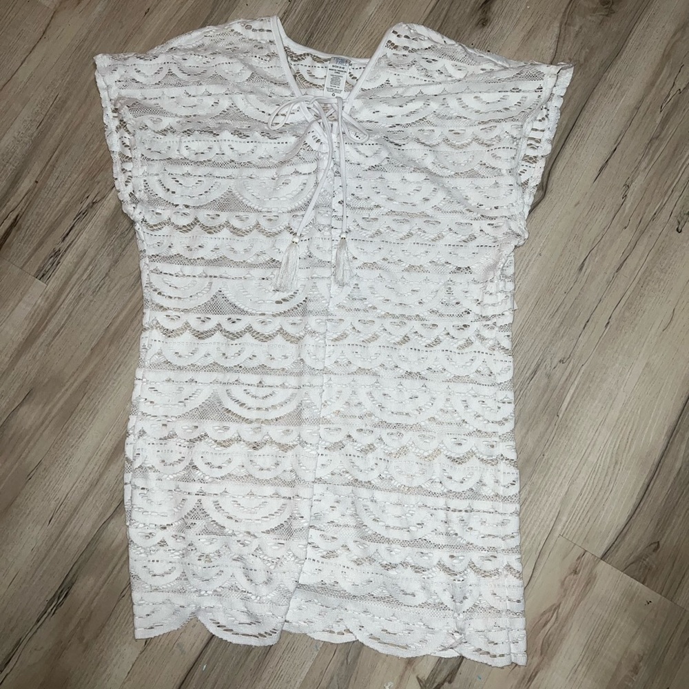 White swimsuit cover up